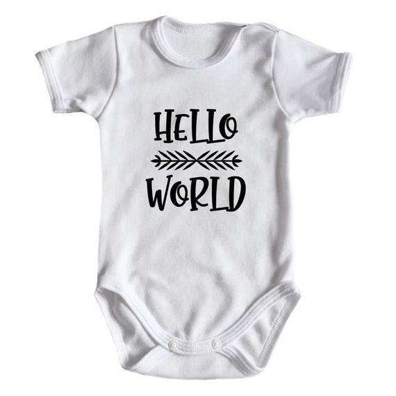 "Hello World" body krótki rękaw Moocha biały