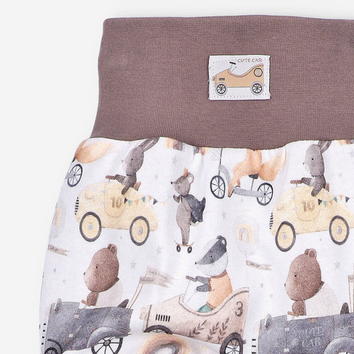 Półśpiochy z bawełny organicznej Cute Cars Nini druk 