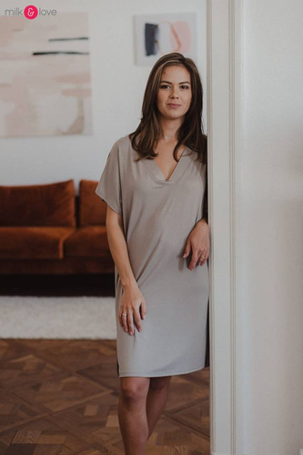 Bambusowa koszula nocna ciążowa i do karmienia Moon Milk&Love eukaliptus