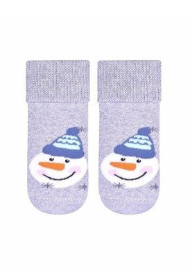 Art.156 Skarpety dziecięce  Świąteczne Frotte  Steven szary jasny melanż  006