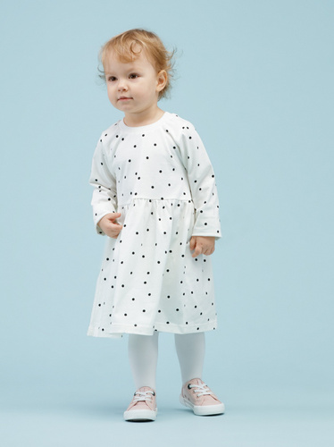 Sukienka z długim rękawem Tres Bien Pinokio - ecru groszki