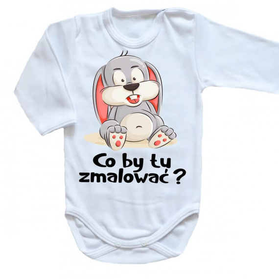 Body długi rękaw "Wielkanoc – Co by tu zmalować?" Moocha biały 