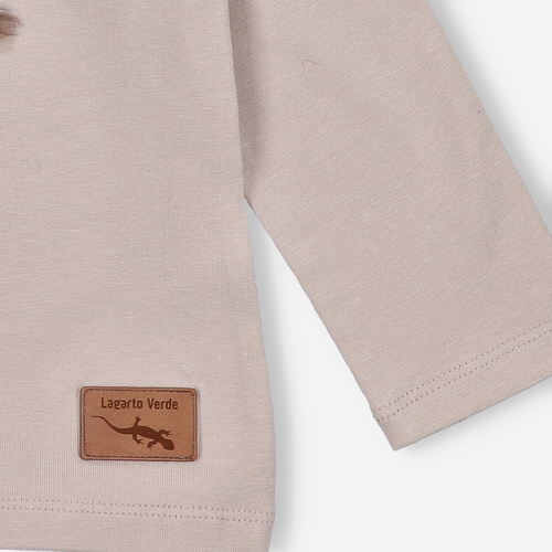 Lagarto Verde bluzka dla dziewczynki z długim rękawem beżowy– modna, bawełniana, trwała