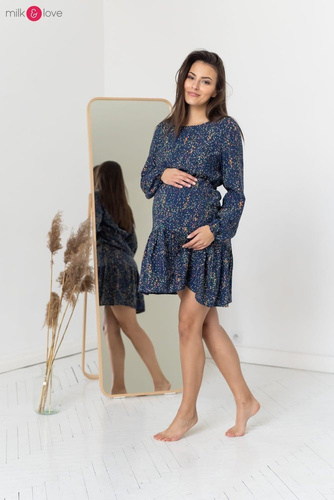 Sukienka ciążowa i do karmienia Lovely Dress Milk&Love granatowa w print
