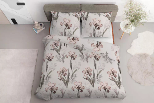Pościel satynowa kwiaty 5089 B Home Satin Detexpol szary 