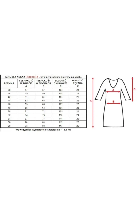 Koszula nocna damska 6127 Consuela Mewa burgundowy