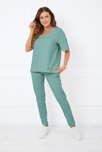 Bluzka z krótkim rękawem Caro Italian Fashion - szałwiowy 