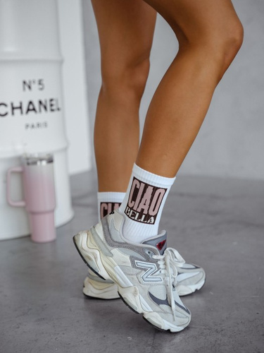 Damskie skarpetki Milena 0200-174 – z napisem Ciao Bella w stylu streetwear