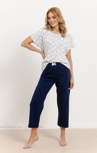 Taro Demi 3418 – Bawełniana piżama damska, krótki rękaw i spodnie 3/4