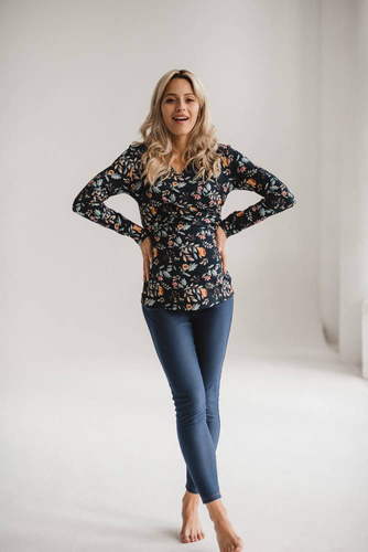 Bluzka do karmienia i ciążowa Milk Bar Milk&Love granatowa w print