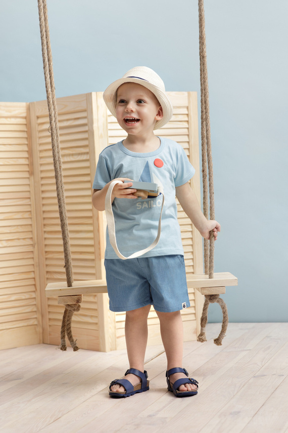 T-shirt chłopięcy z krótkim rękawem Sailor Pinokio - niebieski