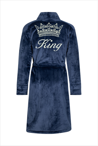 Szlafrok męski King + Korona ByShelly - granatowy/srebrny