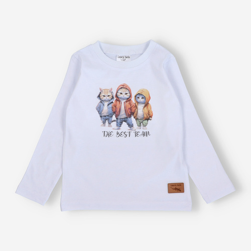 Bluzka chłopięca z długim rękawem KAR-1010/BIA Lagarto Verde biały 