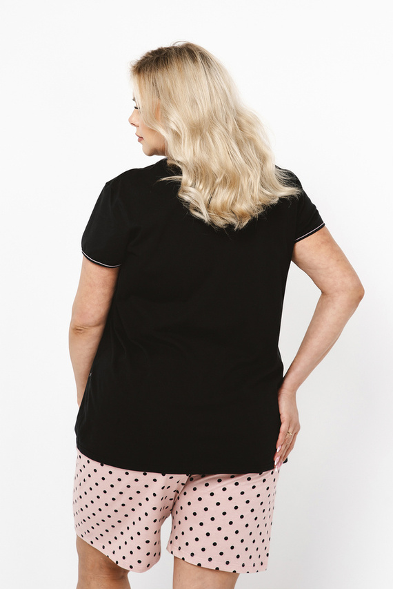 Piżama Damska krótki rękaw, spodenki Bonilla Italian Fashion - druk/czarny
