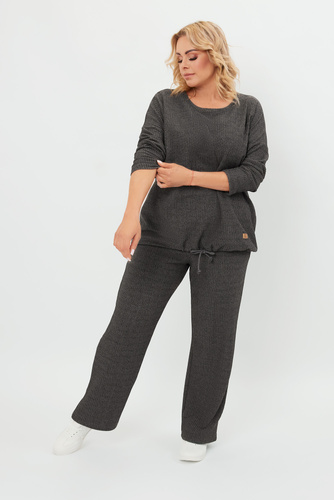 Komplet Damski długi rękaw, długie spodnie Avira Italian Fashion - ciemny melanż