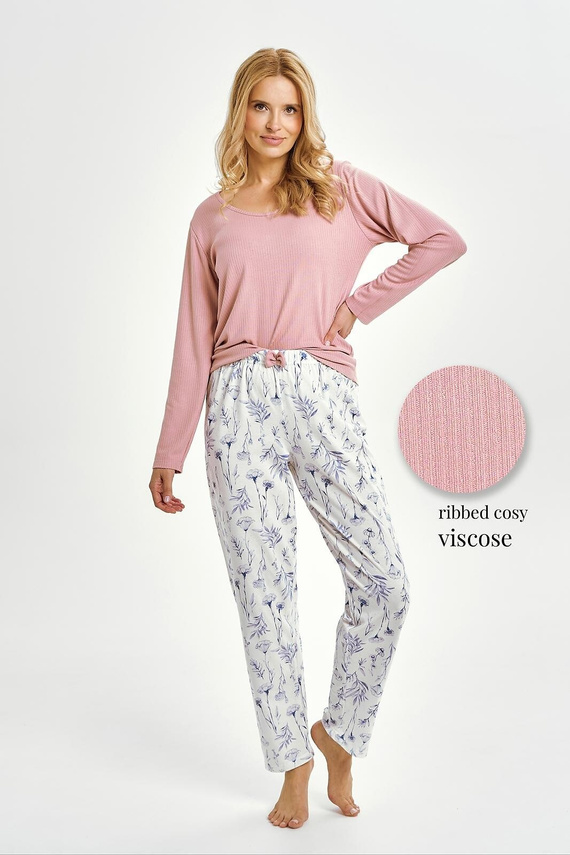 Taro 3456 Caroline piżama damska różowa komplet wiskoza bawełna