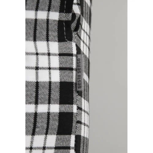 2585/02 Spodnie piżamowe Sesto Senzo krata czarny/biały 