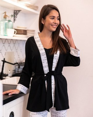 Sensis Szlafrok damski Antonella - czarny-biały