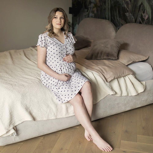 Koszula Nocna ciążowa i do karmienia Linda  Eevi- beżowa 