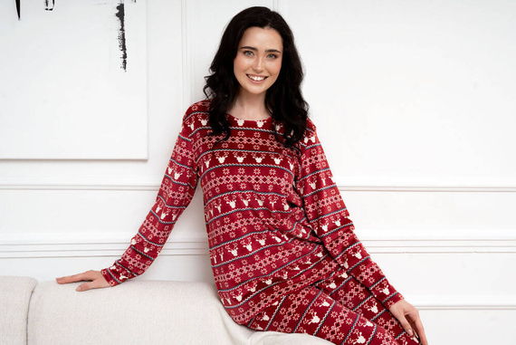 Polarowy Komplet Damski Islandia Italian Fashion - druk bordowy