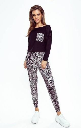 Piżama damska Sarina Eldar czarny-panterka	