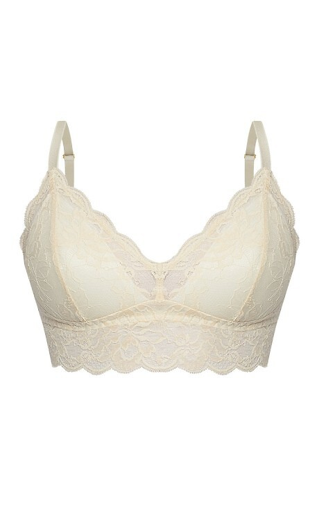 Biustonosz koronkowy Kaja 02 Mefemi soft bez fiszbin – z gąbeczką i ozdobą- piaskowa