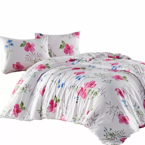 Pościel flanelowa kwiaty 31504/2 Darymex biały/róż 