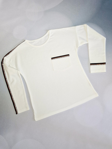 Bluzka z długim rękawem Nice Bambarillo ecru-czarny 