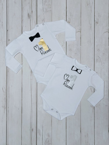 Body z długim rękawem dla chłopca "Roczek" Bambarillo - srebrny