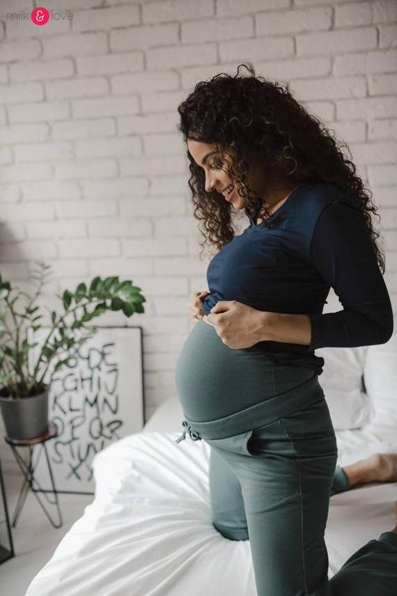 Dresowe spodnie ciążowe Milk&Love morska zieleń
