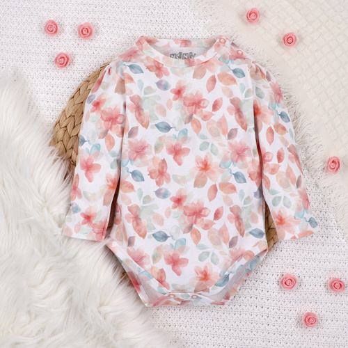 Body z bawełny organicznej Kolorowe kwiatki Nini druk