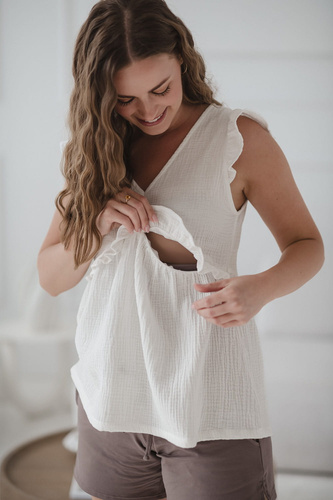 Bluzka ciążowa i do karmienia Milky Butterfly z bawełny Milk&Love kremowy