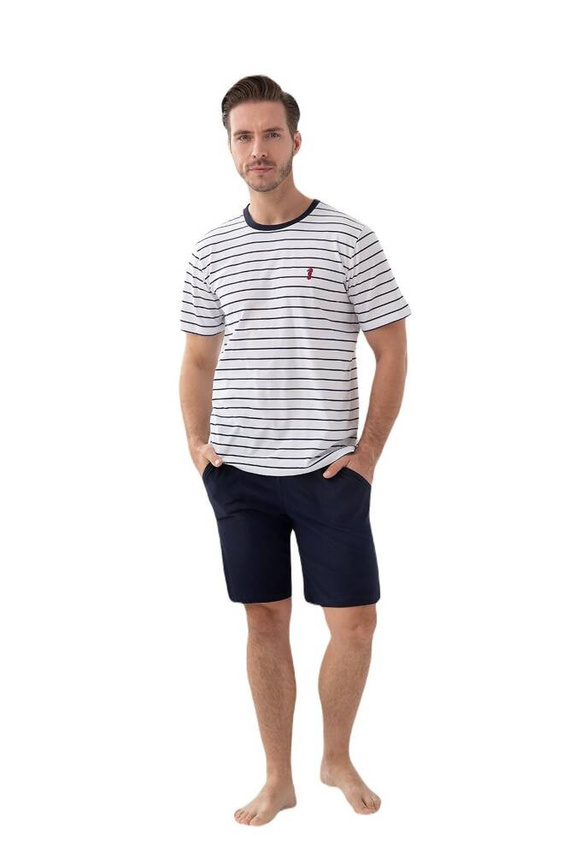 Piżama męska krótki rękaw, spodenki 808 Luna - granatowy
