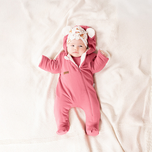 216270 Nicol Lala – pajac niemowlęcy dresowy z ociepleniem, różowy, rozmiar 56-68