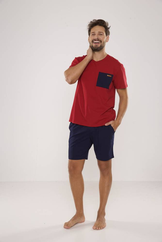 Piżama Męska 646 Kevin De Lafense - bordo