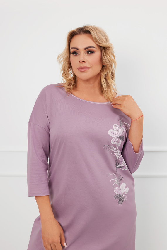 Koszula nocna z rękawem 3/4 Ibena Italian Fashion - wrzosowy