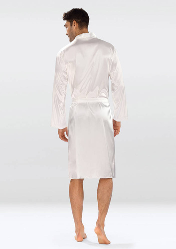 Szlafrok męski satynowy Christian Dkaren - jasny ecru