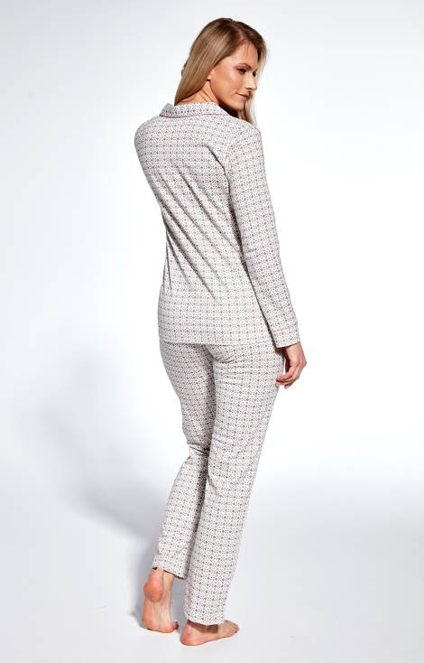 Piżama damska rozpinana 482/364 Ella Cornette - ecru