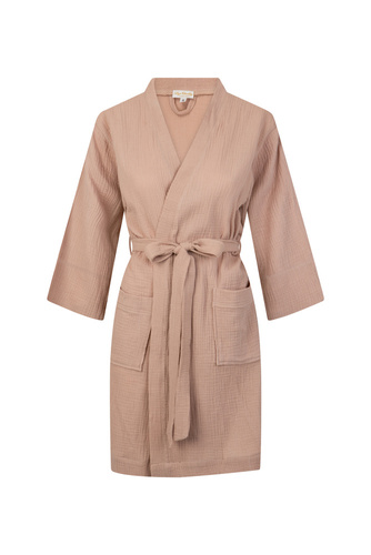 Szlafrok damski muślinowy Mila ByShelly - beżowy