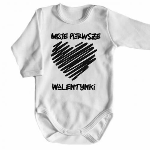 Body długi rękaw "Moje pierwsze Walentynki" Moocha biały