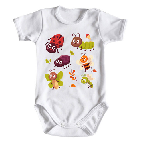 Body krótki rękaw "SŁODKIE OWADY" Moocha biały