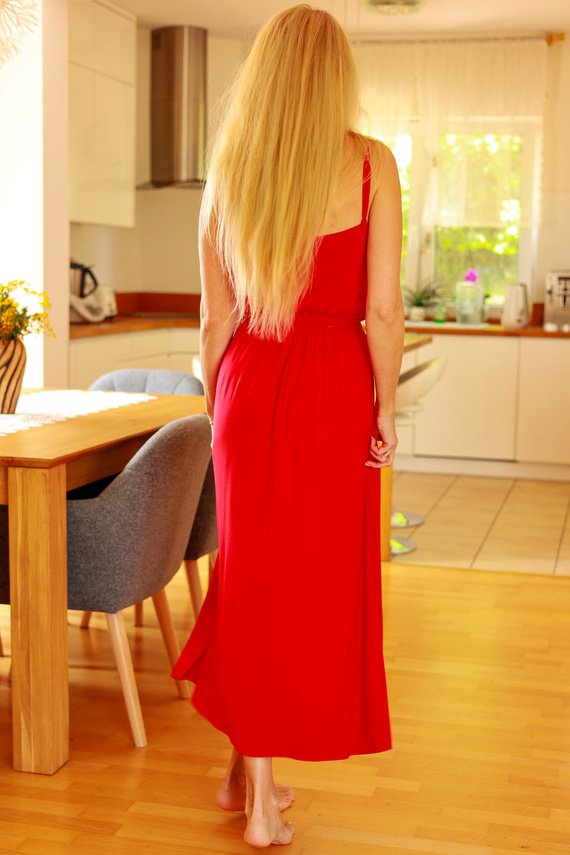 Sukienka Grace Mirale – Długa wiskozowa sukienka z gumką w talii i rozcięciem | Made in Poland