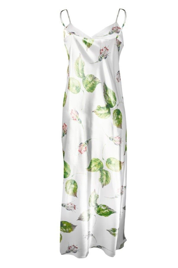 Długa halka satynowa Flowers DKaren - DK-HI 7 biały