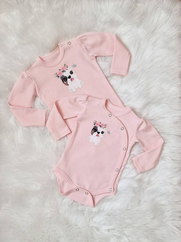 Body z długim rękawem Puppy Bambarillo pudrowy róż 