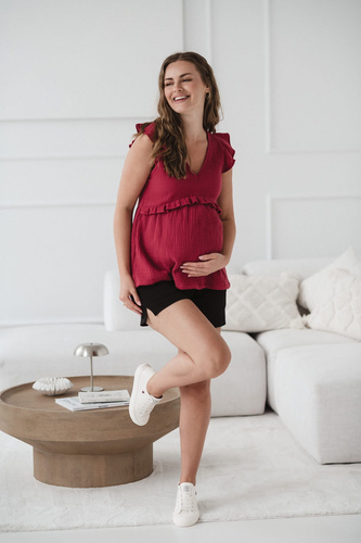 Bluzka ciążowa i do karmienia Milky Butterfly z bawełny Milk&Love malinowy