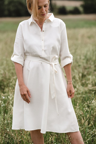 Sukienka ciążowa i do karmienia Szmizjerka Milk&Love - śmietankowa