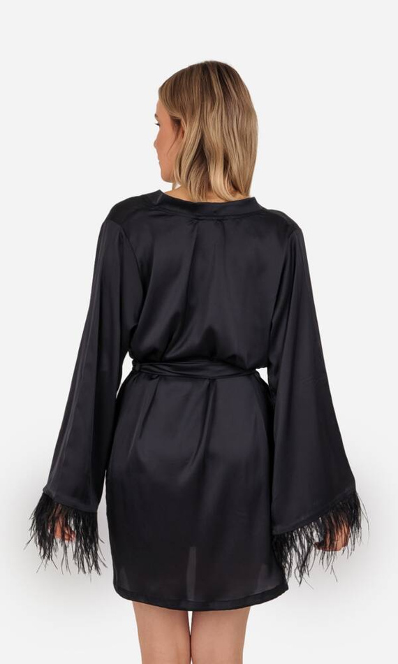 Szlafrok damski satynowy Marie ByShelly - czarny