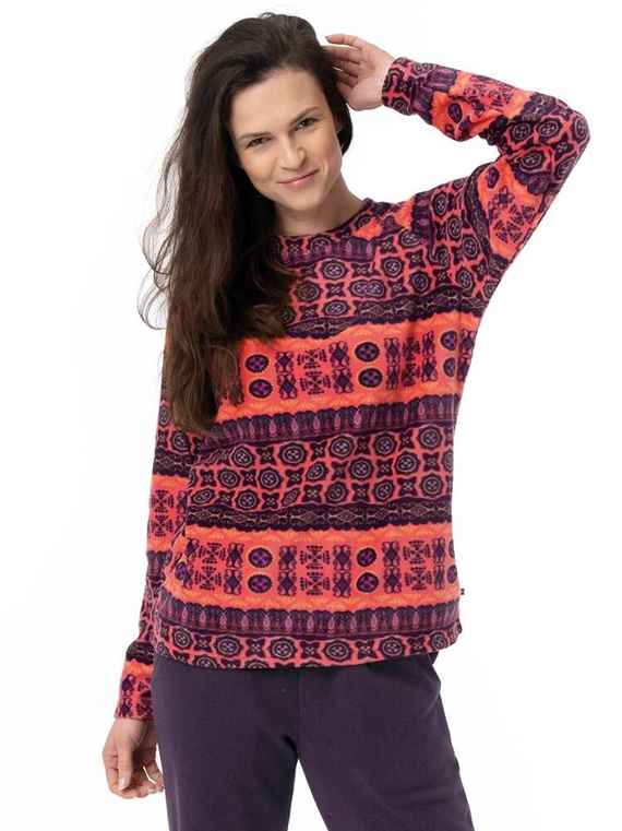 Piżama Damska długi rękaw, długie spodnie 376 Key granatowy pomarńczowy