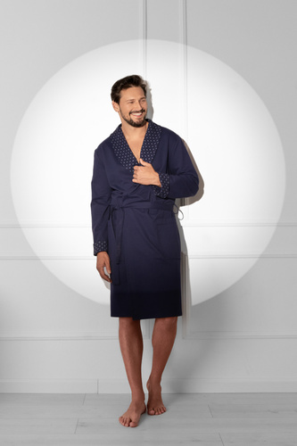 Szlafrok męski Gerard – bawełniany, klasyczny z szalowym kołnierzem Italian Fashion