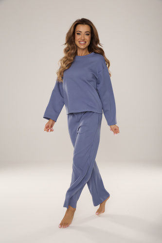 De Lafense 886 Butter – damski dres z dzianiny „masełko”, spodnie i bluza, jeans